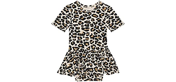 Posh Peanut Baby Short Sleeve Skirt Bodysuit - Infant Girl Clothes - Viscose from Bamboo (18-24 Months) Lana Leopard Tan