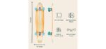 Retrospec Zed Longboard Skateboard Complete Cruiser | Bamboo & Canadian Maple Wood Cruiser w/ Reverse Kingpin Trucks for Commuting, Cruising, Carving & Downhill Riding