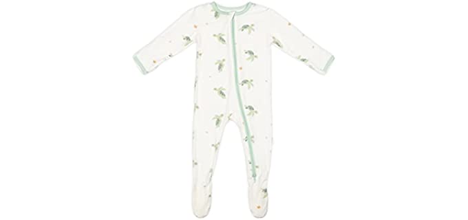 Soft Bamboo Footies, 2-Way Zipper, Unisex, 0-3 Months, Turtle