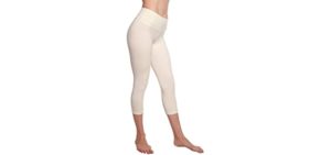 Spun Bamboo Women's Bamboo Viscose/Organic Cotton Capri Leggings - Yoga Workout Comfort Fit Ultra Soft Breathable Pant Cream