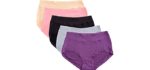 Warm Sun Women's Bamboo Viscose Fiber Multi Pack Plus Size Stretchy Soft Breathable High Middle Waist Panties Size 8(XL),( Black,Gray,Purple,Skin,Rouge)