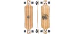 White Wave Bamboo Longboard Skateboard. Drop Deck Long Board for Cruising, Carving and Freestyle Fun. Great Board for Beginner, Intermediate, or Advanced Riders (Warrior)