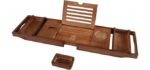 XcE Bathtub Caddy Tray Expandable to 105cm with Bamboo Book Stand and Soap Tray, Brown