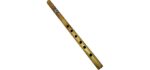 Zaza Percussion- 6 Finger holes - Polished Bamboo Flute state (D - 14'' Indian Flute)