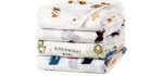 upsimples Baby Swaddle Blanket Unisex Swaddle Wrap Soft Silky Bamboo Muslin Swaddle Blankets Neutral Receiving Blanket for Boys and Girls, Large 47 x 47 inches, Set of 4-Sika Deer/Elephant/Lion/Fox