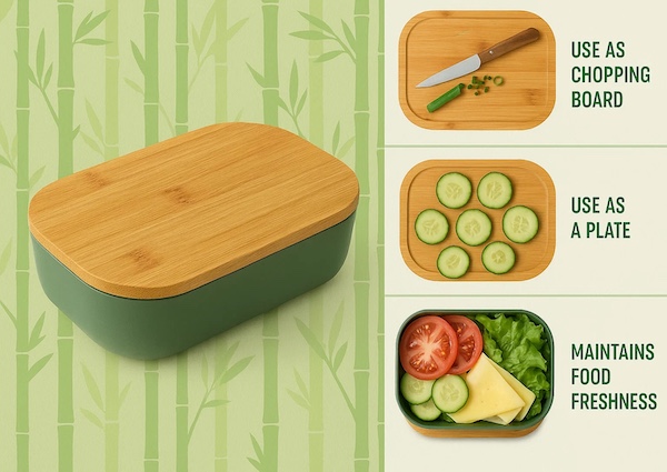 Premium Bamboo Lid Lunchbox Features
