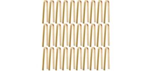 30 Pcs Wooden Tongs for Charcuterie - Mini Bamboo Disposable Tongs for Serving Food, Natural Wooden Cooking Toast