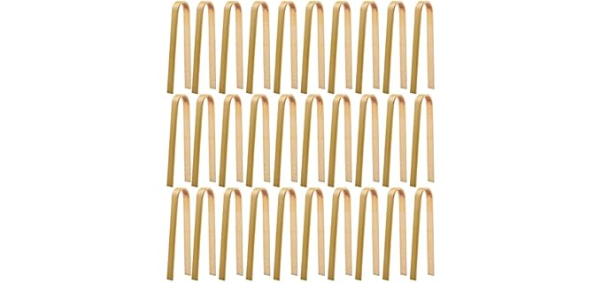 30 Pcs Wooden Tongs for Charcuterie - Mini Bamboo Disposable Tongs for Serving Food, Natural Wooden Cooking Toast