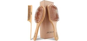 3PCS Bamboo Hair Brush Set,Natural Wooden Brush for Women, madam, Paddle Detangling Brush for Dry/Curly/Thick/Thin/Straight Hair