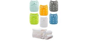 ALVABABY Baby Cloth Diapers/6 Pack with 12 pcs 4-Layer Rayon from Bamboo Inserts/Adjustable Washable Reusable 6BM98-MB