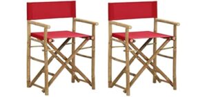 ANYCHOLE Folding Director's Chairs 2 pcs Red Bamboo and Fabric,Folding Bamboo Director's Chair for Ultimate Relaxation in Garden and Patio Outdoor Seating Furniture