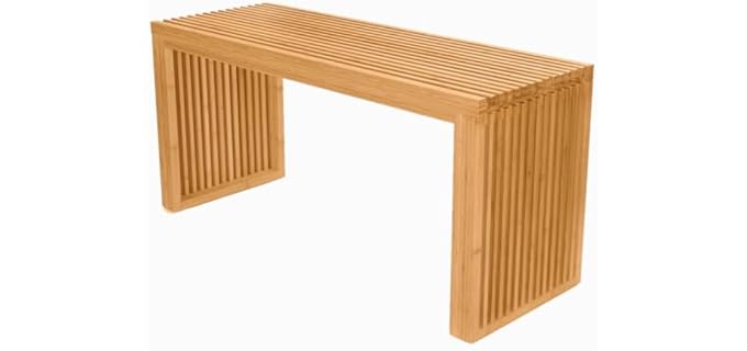 APRTAT Bamboo Dining Bench, 35 Inch Farmhouse Decor Indoor Kitchen Table Bench with Outdoor & Entryway Functionality