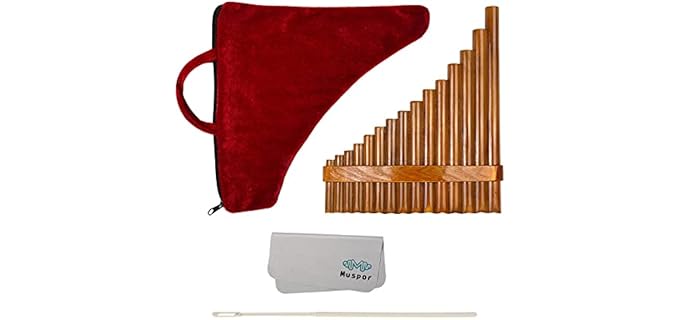 Almencla Pan Pipes Woodwind key 1 Set Rondador Bamboo Musical Professional Panpipe Pan Flute Instrument 15 Pipes Flute for Student, Right-Hand