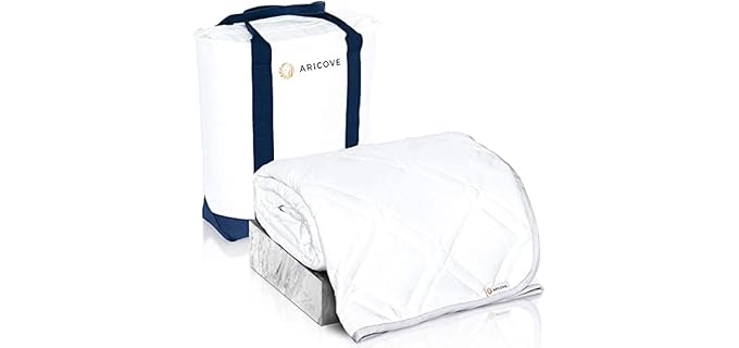 Aricove Cooling Weighted Blanket for Adults, 17 lbs, Full/Queen Size Weighted Blanket, 60x80 inches, Silky Soft Bamboo Viscose, Machine Washable, White