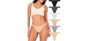 BAMBOO COOL Women's Thongs Seamless Breathable Underwear High Stretchy Lace Low Waisted Panties Tagless 6 Pack