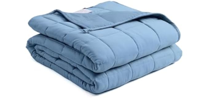 BB BLINBLIN Cooling Weighted Blanket Heavy Blanket for Cool & Restful Sleep, Premium Soft Material and Glass Beads (Blue, 48''x72'' 20lbs), Suit for One Person(~190lb) Use on Twin/Full Bed