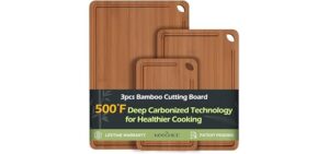 Bamboo Cutting Board, Durable Wood Cutting Boards for Kitchen with Deep Juice Grooves & Built-in Handles, Ideal Charcuterie & Chopping for Meat, Vegetables and Fruits Ideas Kitchen Gift for Home Cooks