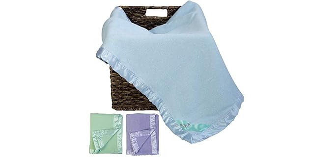 Bamboo Rayon Soft Light Blue Toddler Security Blanket - Thermal Sky Blue Baby Blanket with Satin Edging - Perfect for Naps, Car Carrier, Stroller & Travel - 34 x 47 inches - Newborn Baby Blankie