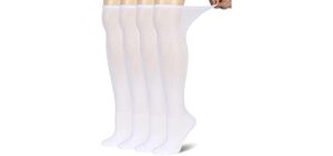 BampooPanPa Diabetic Socks for Men & Women, 4 Packs Non Binding Seamless Socks over the Knee, Cushioned Diabetic Socks