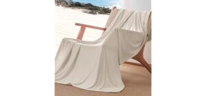 Bedsure Beige Cooling Blanket for Hot Sleepers - Summer Cold Throw Blanket for Bed, Arc-Chill Lightweight Summer Bedding, Cool Thin Ice Cold Cooled Throws with Rayon Derived from Bamboo, 50x70