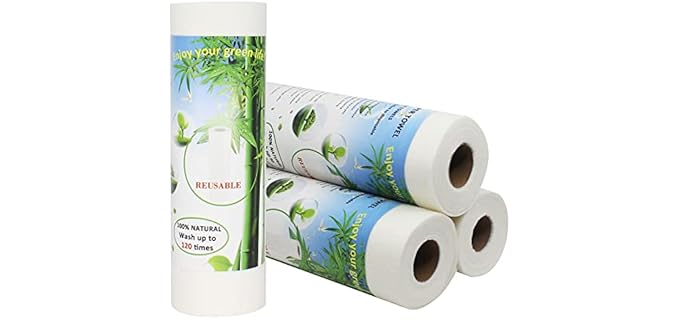 Belinlen Bamboo Paper Towels Replacement 4 Rolls 80 Sheets Heavy Duty Machine Washable Reusable Paper Towels for Kitchen and Daily Use(11x12”, 4 Rolls)