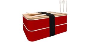 Bento Boxes Adults - 1200 ML Simple Modern Bento Lunch Box for Men Women Meal Prep Container with Spoon & Fork BPA-Free Microwave/Dishwasher Safe (red)