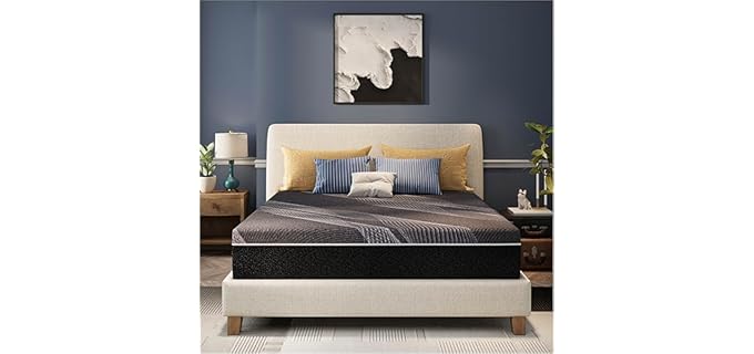 CH CHARME HOUSE 12 Inch Queen Mattress, Bamboo-Charcoal Memory Foam Mattress, Cooling & Pressure Relief, Bed in a Box, Foam Made in USA & CertiPUR-US Certified, 60'x80'x12', Black