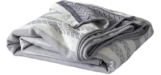 CLOUDS HUG Blanktes Queen Size for Bed-70% Rayon Derived from Bamboo & 30% Cotton Breathable Blanket for Hot Sleepers，Lightweight and Soft Cooling Throws for Summer，Navy，90x90 inches