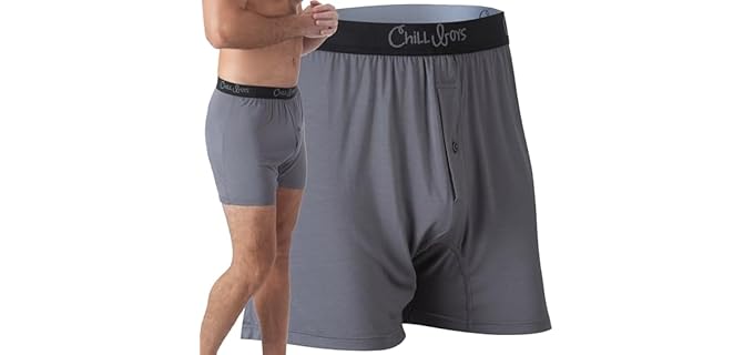 Chill Boys - Cool, Comfortable, Soft & Breathable Mens Underwear - Men's Boxers (XL Grey) - Imported 95% Viscose from Bamboo / 5% Spandex