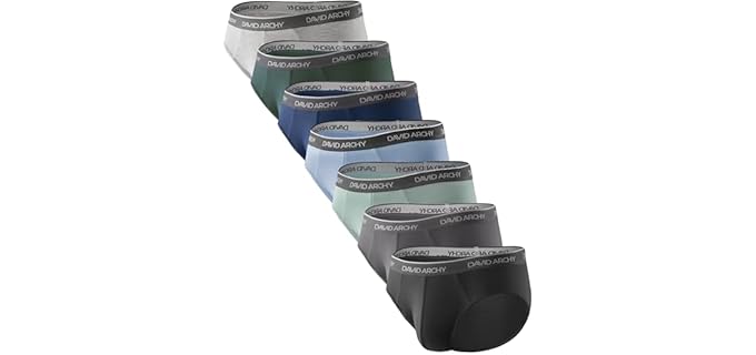 DAVID ARCHY Men's Briefs Rayon Made From Bamboo Underwear Pouch Breathable Super Soft Comfort Briefs Lightweight No Fly 7 Pack