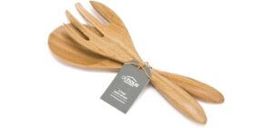 Dehaus® Large Premium Bamboo Salad Tongs - Eco Friendly Wooden Serving Spoons - Salad Serving Utensils - Salad Tosser Forks - Giant Wood Salad Servers - 12 inch Salad Hands