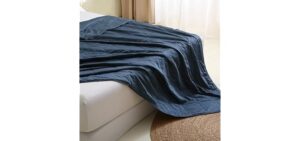 EP Mode Lightweight Quilt Blanket for Summer, Viscose from Bamboo Fabric & Filling, Natural, Breathable & Machine Washable- Navy Blue, Queen