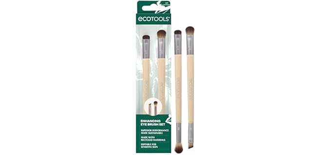 EcoTools Eye Enhancing Duo Makeup Brush Kit, For Enhanced Eye Look, Use to Define, Blend, Smudge, and Shade, 2 Piece Set