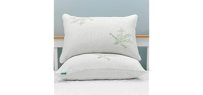 Elif Home Goods 2 Pack King Size Rayon Derived from Bamboo Pillow, Shredded Memory Foam Bed Pillows Sets for Side, Back and Stomach Sleepers, Washable Cover, Cooling and Adjustable, King (Pack of 2)