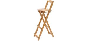FFanhia Folding Bamboo Bar Stool Kitchen Counter Height Stool Portable Bar Chairs with Backrest and Footrest for Home, Kitchen Island, Breakfast, No Assembly