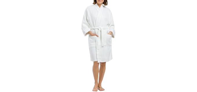 Fishers Finery Women's Rayon Terry Kimono Bathrobe (White, L)
