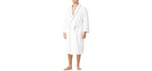 Fishers Finery Men's Premier EcoFabric Terry Spa Robe - Ultra Plush - Bath, Hot Tub, Pool (White, L/XL)