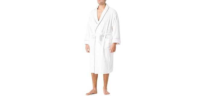 Fishers Finery Men's Premier EcoFabric Terry Spa Robe - Ultra Plush - Bath, Hot Tub, Pool (White, L/XL)