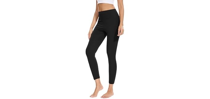 GYS Women's High-Waisted Fitted Leggings - Ultra Soft Stretchy Basic Legging - Viscose Made from Bamboo, Black, Large