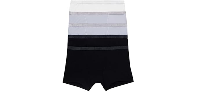 Hanes Women's Originals Supersoft Boxer Briefs, 5-Pack, Viscose from Bamboo Underwear, Black/Silver Opal/White