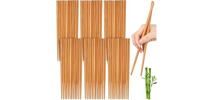 Jucoan 100 Pairs Reusable Bamboo Chopsticks, 9.5 Inches Bamboo Chop Sticks, Lightweight Wooden Chopsticks for Noodles, Sushi, Home, Party, Restaurant