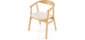 Julimoon Mid Century Modern Accent Chair, 100% Bamboo Chair with Anti-Slip Foot Pads, Curved Backrest, Comfy Seat Cushion, Armchair for Living Room, Dining Room, Arm Lounge Chair for Bedroom (1)