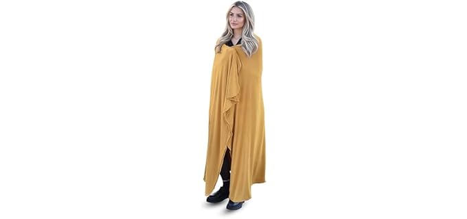 K E L O R Luxury Viscose derived from Bamboo Wrap Blanket - Stretchy, Lightweight Soft & Breathable - Cooling Viscose with Spandex, Versatile Travel Blanket - Shawl (Golden, Double-Sided)