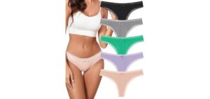 KNITLORD Super Soft Women's Thongs Lace Underwear Breathable Viscose Panties Sexy No Show Undies 5 Pack M