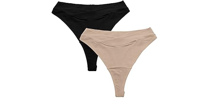 Kindred Bravely Maternity Thong Panties | Under the Bump Maternity Thong 2-Pack (Neutrals, Large/X-Large)