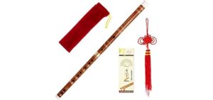 Kmise Bamboo Flute Dizi Traditional Handmade Chinese Musical Instrument Vintage Dizi (D Key)