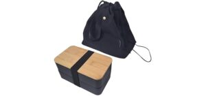 L-WASH Bento Box Adult Lunch Box Set with Bamboo Lid, Compartments, Divider, Insulated Bag, Utensils, Bento Lunch Box, Microwavable - Japanese Style Lunchbox
