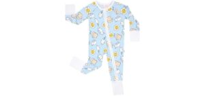 Little Sleepies Pajamas for Baby Boys & Girls, Viscose from Bamboo Baby Pajamas, Snug Baby Sleeper, Toddler PJs, 2-Way Zipper, Blue Breakfast Buddies, 0-3M