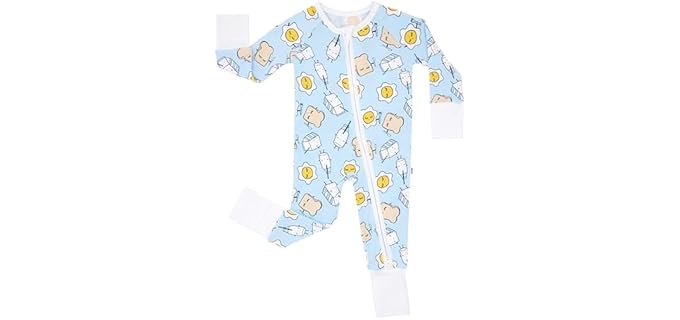 Little Sleepies Pajamas for Baby Boys & Girls, Viscose from Bamboo Baby Pajamas, Snug Baby Sleeper, Toddler PJs, 2-Way Zipper, Blue Breakfast Buddies, 0-3M