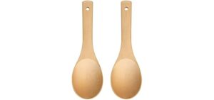 LorisArm Bamboo Rice paddle 2pcs Wooden Spoons for Serving Utensil, Wood rice scooper spoon Kitchen Utensil Set.